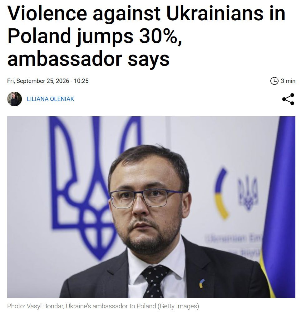 Minister_Prawdy's tweet photo. Podczas gdy w Polsce z rąk ukrów zginęło już 67 Polaków i ani jeden ukrainiec, ambasador naziukrainy wyje, że w Polsce narasta przemoc wobec ukraińców.
Ale co się dziwić skoro w Polsce polskojęzyczne władze i media twierdzą to samo i za każdym razem usprawiedliwiają zbrodnie przeciwko Polakom.