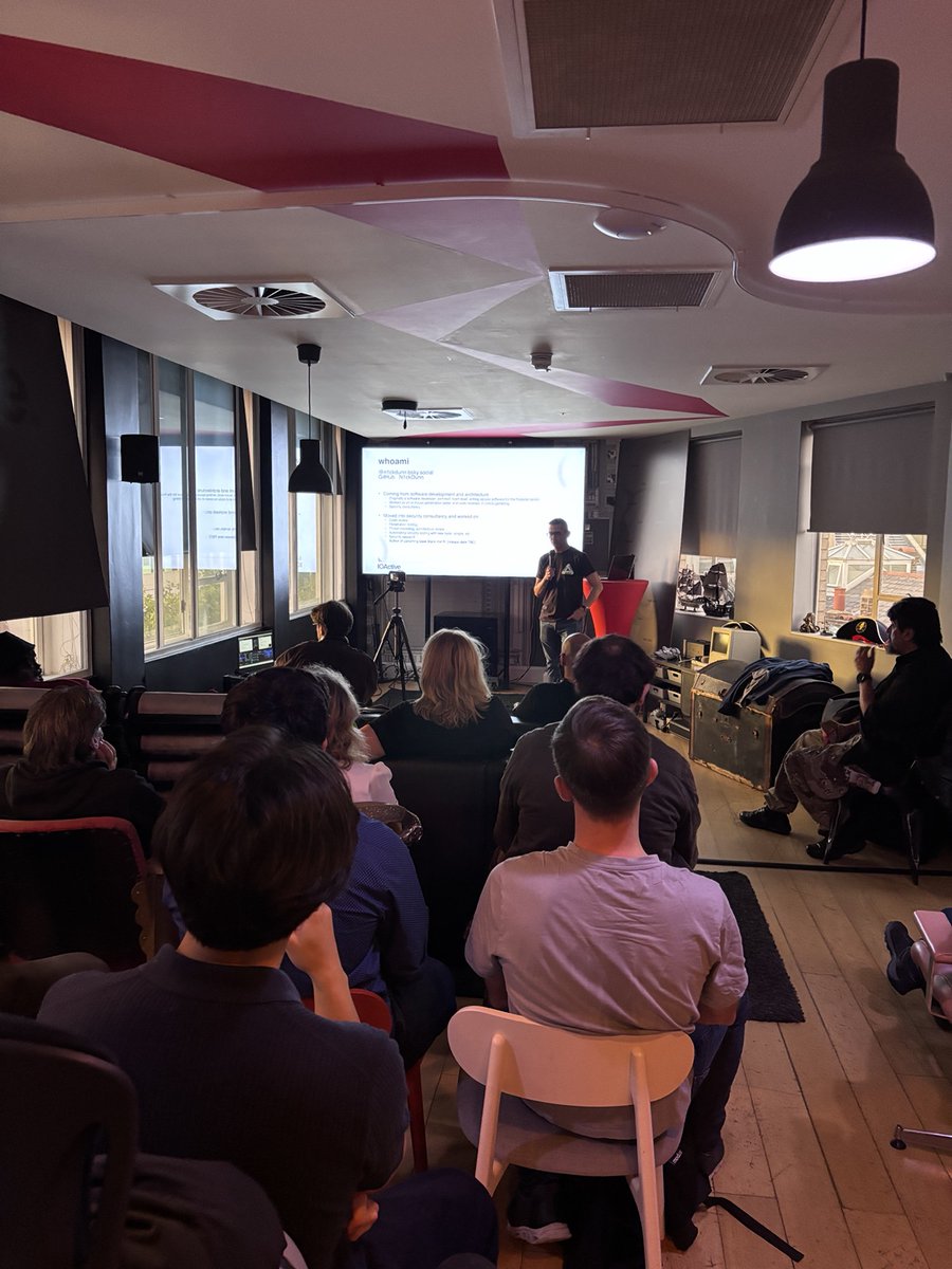 IOActive's tweet photo. That's a wrap on September's #hacksoho! Thanks to everyone who joined us in London and helped this community keep growing. Huge thanks to Nick Dunn for a great talk on data-bouncing exfiltration. https://t.co/KjlyyLZFPJ