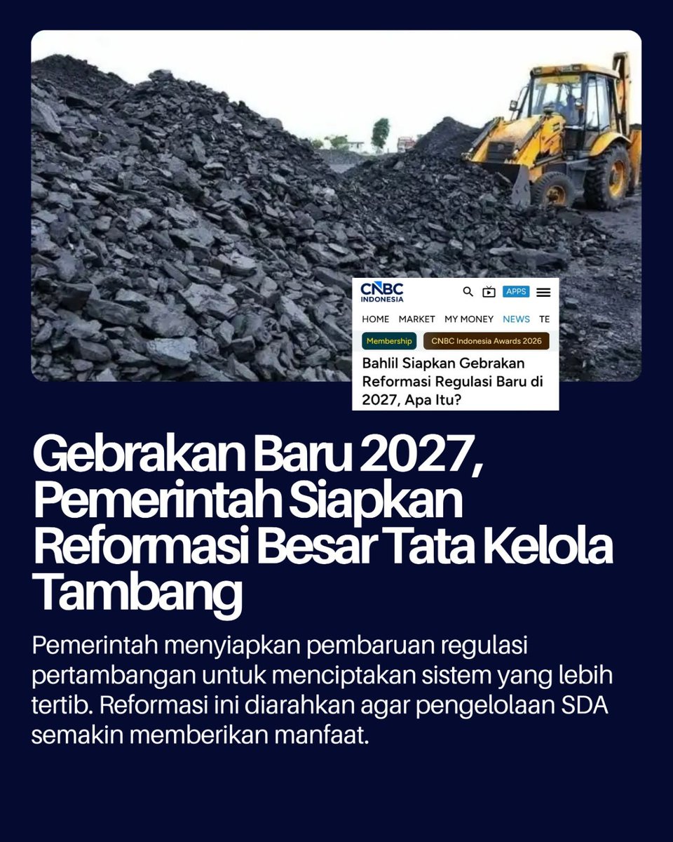 BeritaUnit's tweet photo. Menjaga tata kelola pertambangan membutuhkan aturan yang terus diperbaiki. Bahlil menyampaikan pemerintah akan mematangkan reformasi regulasi sektor ESDM pada 2027 sebagai kelanjutan dari penataan yang sudah berjalan.

#berita #darirakyatuntukenergi #bahlillahadalia #esdm https://t.co/VYmw9fmnTr