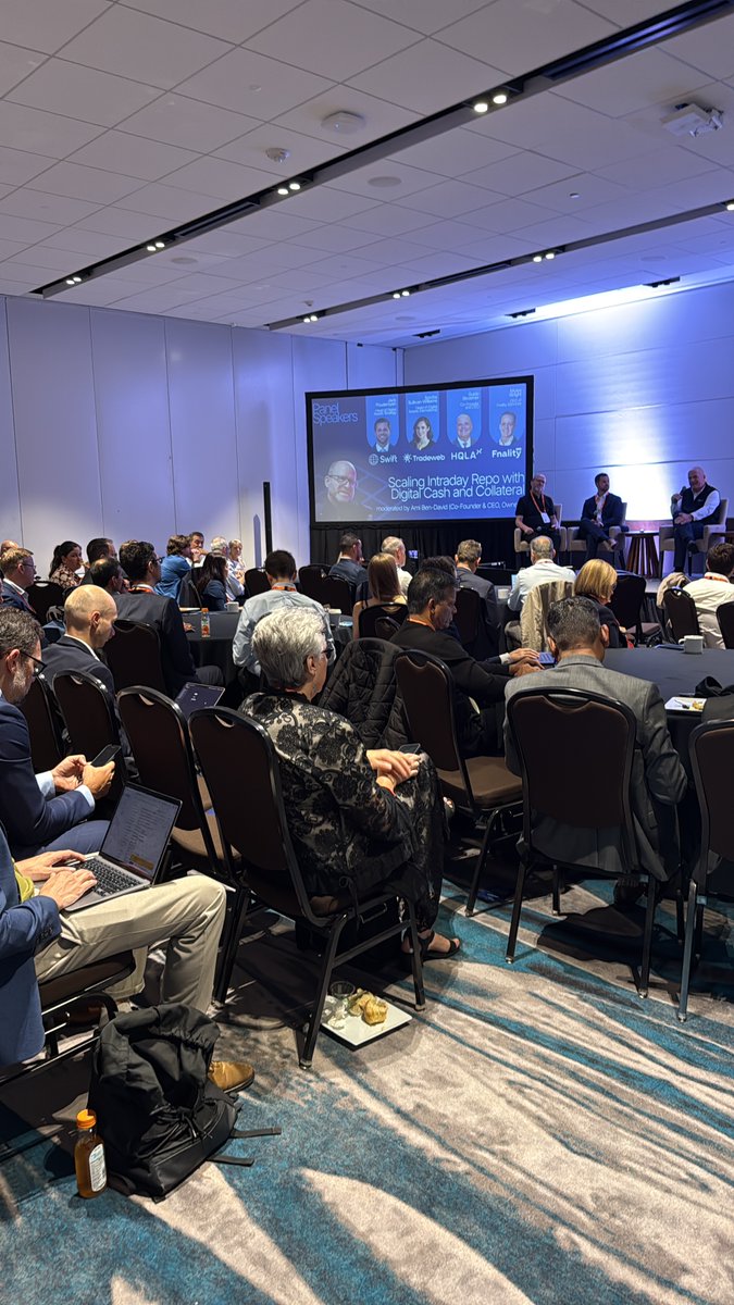 OwneraIO's tweet photo. This morning at @Sibos, Ownera was proud to bring together industry leaders to discuss the future of multi-chain repo and collateral and how a Swift-based cash leg can facilitate that transition.

@amibendavid and @NBenson8221  moderated panels focusing on the technologies that enable intraday repo to scale seamlessly, from digital cash and collateral to fiat rails.

Ami Ben-David also led a conversation about how digital infrastructure and legacy systems will integrate to deploy tokenized trading across blockchains, markets, ledgers and stablecoins.

A huge thank you to @swiftcommunity, @The_DTCC, @KaikoData, HQLAx, @zodia_solutions, @Bloomberg, @StanChart, U.S. Bank, @fnality, @Tradeweb and Taurus for all sharing your expertise.

If you’re at Sibos and would like to meet in person, feel free to send us a message at contact@ownera.io