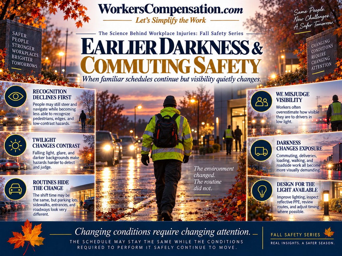 SimplifyWC's tweet photo. Between now and the end of daylight saving time, the morning hours in the northern hemisphere will continue to get darker. What does that mean for worker safety, and what can you do about it? 

https://t.co/ny5a6s9swV https://t.co/s9pb3boHNF