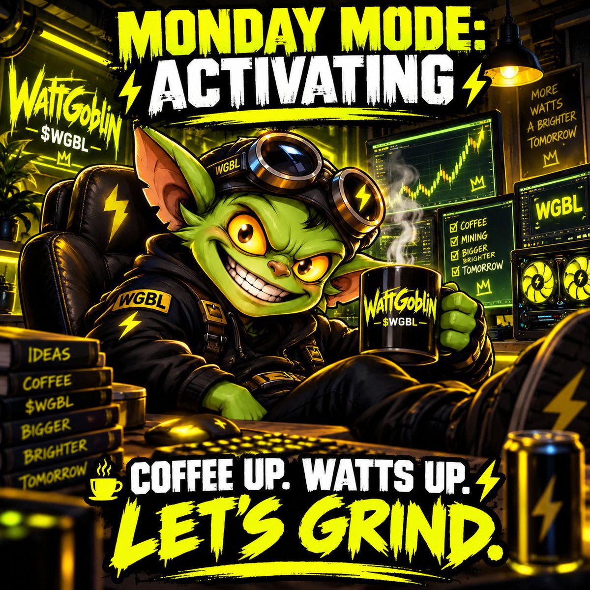 WattGoblinSOL's tweet photo. Happy Monday ladies and gents!! May your ports be full!!

Website: https://t.co/MMBMNrgcfF 
CA:FB2QBAbX5KQnVnWjFMyn6d7zNqXWVWqGey4CUm9Kpump
TG:https://t.co/PvZaI1Q0YX
#MemeCoin #Solana https://t.co/jSYaOfPwPz