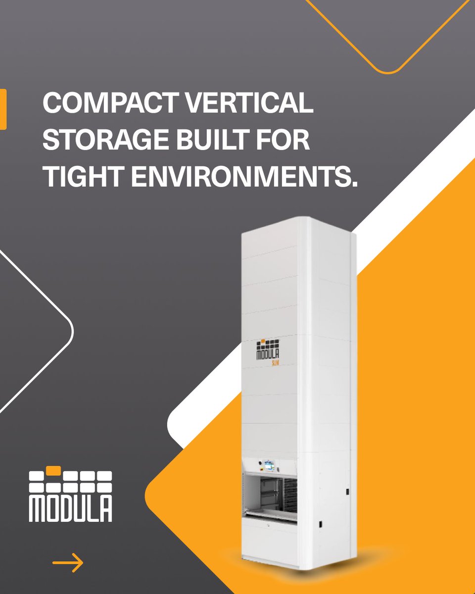 ModulaUS's tweet photo. Every warehouse deserves a smarter way to store.

Engineered for compact environments, Modula's vertical lift systems combine space-saving storage with an ergonomic design that keeps inventory within easy reach. The result is faster picking, greater accuracy, and a more efficient workflow that supports your operators every step of the way.
Store vertically. Work comfortably. Operate more efficiently.

Learn more at https://t.co/Gi9pov0IVx.

#ModulaUSA #ThinkVertical #Modula #WarehouseAutomation #VerticalStorage