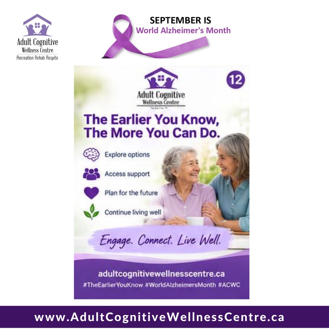 AdultCognitive's tweet photo. Living Well With Cognitive Changes
At the Adult Cognitive Wellness Program (ACWP), we focus on strengths and abilities through cognitive stimulation, social connection, movement, and Montessori-inspired activities. 💜
#WorldAlzheimersMonth #ACWP #CognitiveWellness https://t.co/uzBraj7nWe
