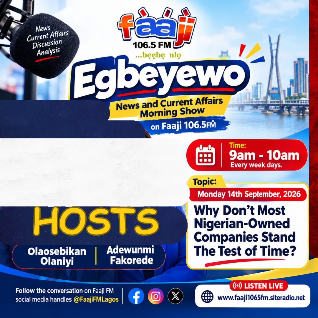 FaajiFMLagos's tweet photo. #NowOnAir
#NOTENSIONSHOW W/@D_KingJay D Ghen Ghen Masta x @torysisi
#NowPlaying️ 🎼🎺⏯️ Elo Ni - ʙʏ - @lil5iveofficial
#mondayvibes
#mondaythoughts
#EnjoymentContinua
Listen Live 👇
https://t.co/gZsbBBaA9b https://t.co/TbdwImDesh