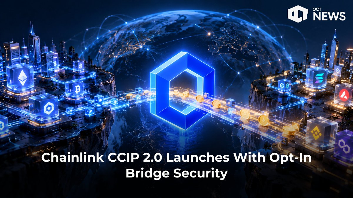 news_oct's tweet photo. Chainlink CCIP 2.0 adds modular security, compliance tools, and flexible settlement. See what changed, what’s live, and what remains phased.

Read More👇
https://t.co/dROIHJ0CFJ https://t.co/M59wfJEDk9