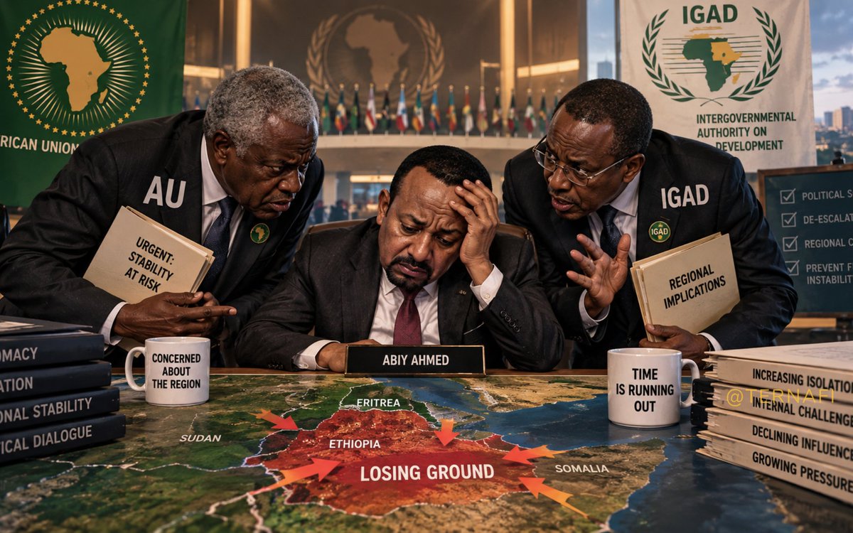 Ternafi's tweet photo. #NOTE: Watch the tone from the AU and IGAD.

When their concerns start getting louder, you know the pressure around UAE slave Abiy Ahmed is getting serious.

The louder the alarm, the deeper the crisis. 
#Ethiopia #Tigray #Amhara #Afar #AllianceForSurvival https://t.co/rDKBN8eesO
