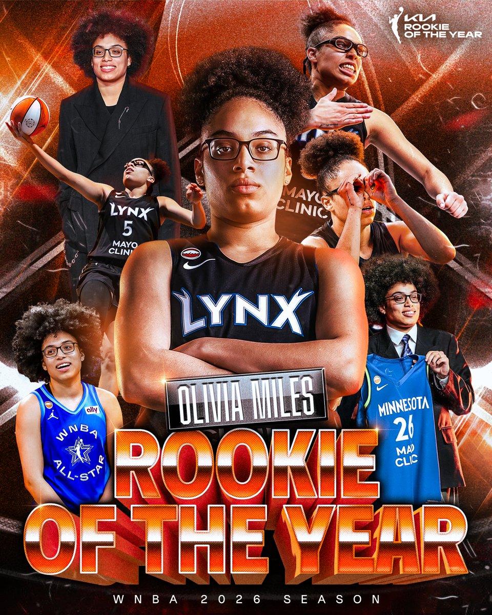 WNBA's tweet photo. UNANIMOUS 🏆

Olivia Miles stepped onto the WNBA stage and delivered one of the most prolific rookie seasons in league history. Her record-breaking rookie season ends with 2026 WNBA @Kia Rookie of the Year honors!

#KiaROY | #WNBASeason30 https://t.co/WWpJnvEcAE