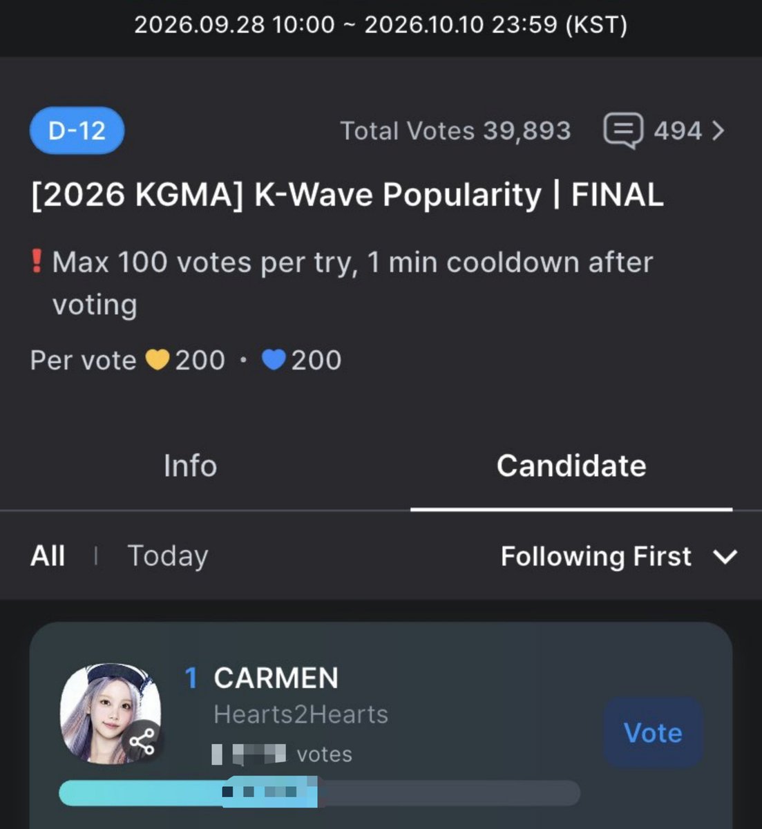 skycirius's tweet photo. DAY 1 💙

#DukungCarmen2026KGMA

The final round starts today! Let's begin our voting journey for CARMEN and give her all our support ✨🩷

🗓 Sept 28 - Oct 10, 23:59 KST
📍 Coogong App: https://t.co/IUPfuzNW3K

#CARMEN #카르멘 #カルメン #卡门 #คาร์เมน 
#Hearts2Hearts #하츠투하츠 https://t.co/ouxejWlP5l