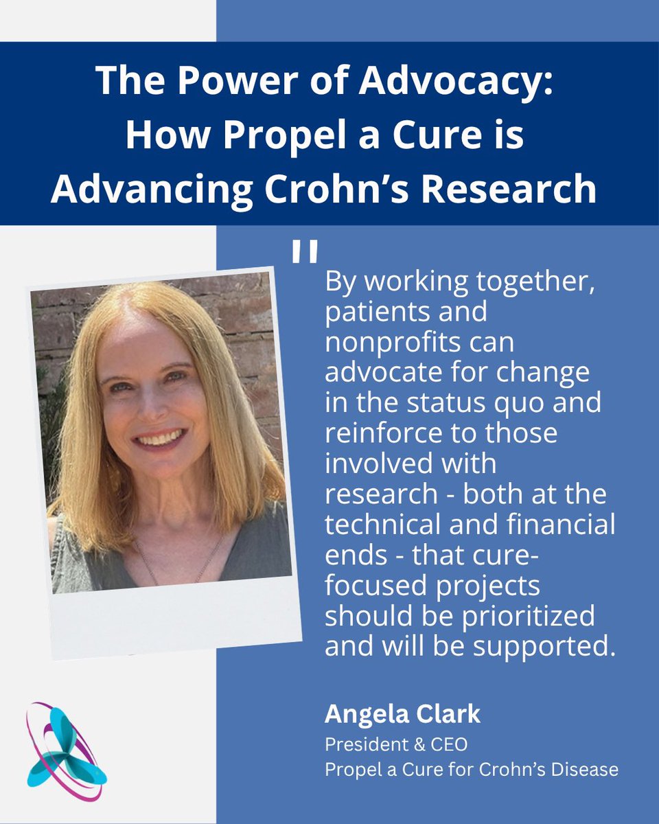 propelacure's tweet photo. At Propel a Cure, we believe understanding what causes Crohn’s disease is an important step toward better treatments and, ultimately, cures.

Last year, IBD Connect interviewed our President & CEO, Angela Clark, about our mission, how Propel a Cure got started, and why we focus on funding innovative research into the underlying causes of Crohn’s.

Angela also discusses the challenges facing Crohn’s research, some of the progress being made, and the areas that give us hope for the future.

If you’re new to Propel a Cure, this is a great introduction to our work and the research we support.

Read the full interview: https://t.co/q6XV29dtZB

#ibd #crohnsdisease #ibdawareness #ibdresearch