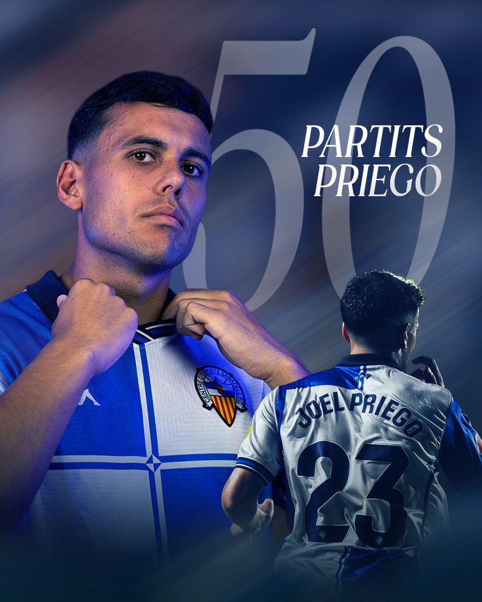 CESabadell's tweet photo. 🔝 Joel Priego va arribar dissabte als 𝟱𝟬 𝗣𝗔𝗥𝗧𝗜𝗧𝗦 𝗢𝗙𝗜𝗖𝗜𝗔𝗟𝗦 amb el @CESabadell

🧅 El futbolista arlequinat ha estat protagonista en nits per al record i ha fet gols que mai oblidarem! Per molts més junts, Joel! https://t.co/kfGEZPey6w