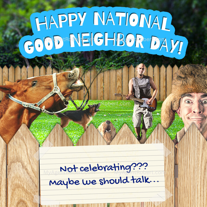 myagentrobert's tweet photo. Happy National Good Neighbor Day! If your neighbor’s hobbies include barnyard karaoke, let’s upgrade your zip code. 😅🏡 #MovingOnUp #GoodNeighborsOnly #RealEstateFun #HomeSweetHome #RealtorLife https://t.co/OhAiTPf5kY