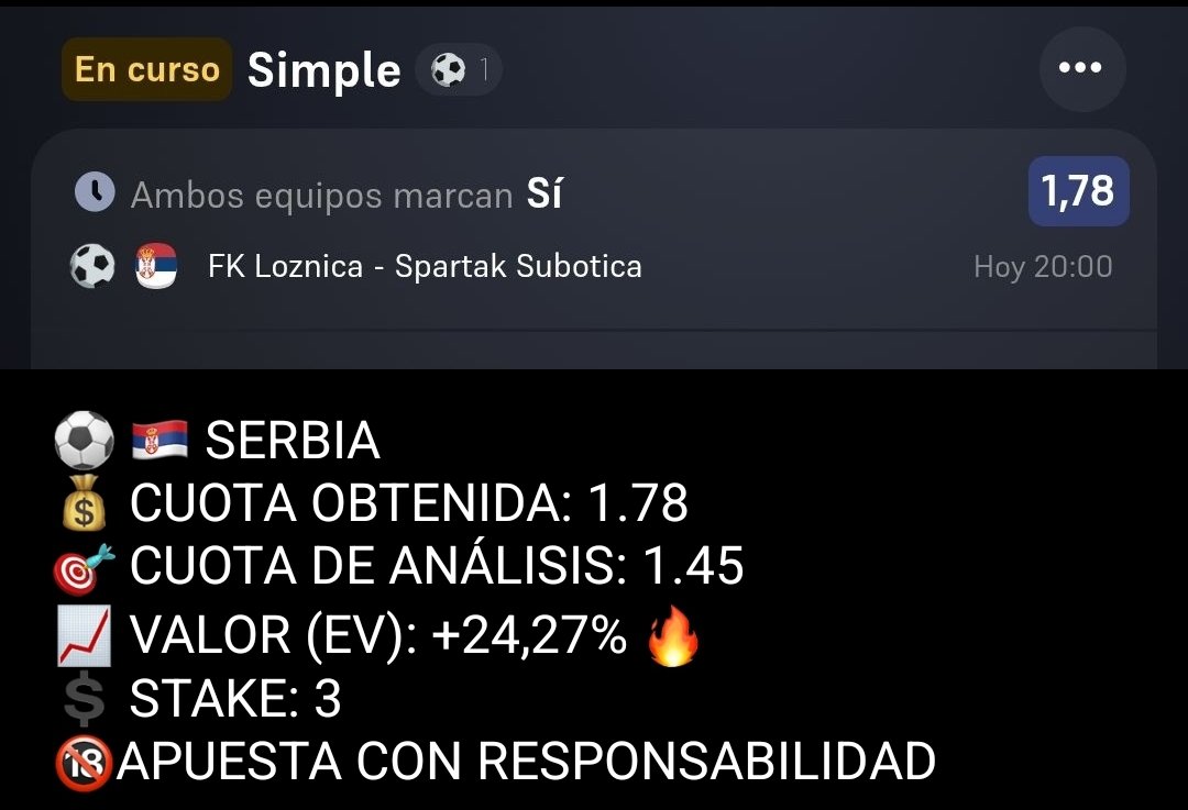 BTTSBOSSPRO's tweet photo. Vamos con esta jugadita en Serbia alta probabilidad y mucho valor en este ambos marcan, si quieres ver más análisis profesionales como este y los beneficios que obtenemos gracias a nuestra estrategia, úne a nuestra comunidad a traves del enlace de mi perfil. https://t.co/QilozXTf7f