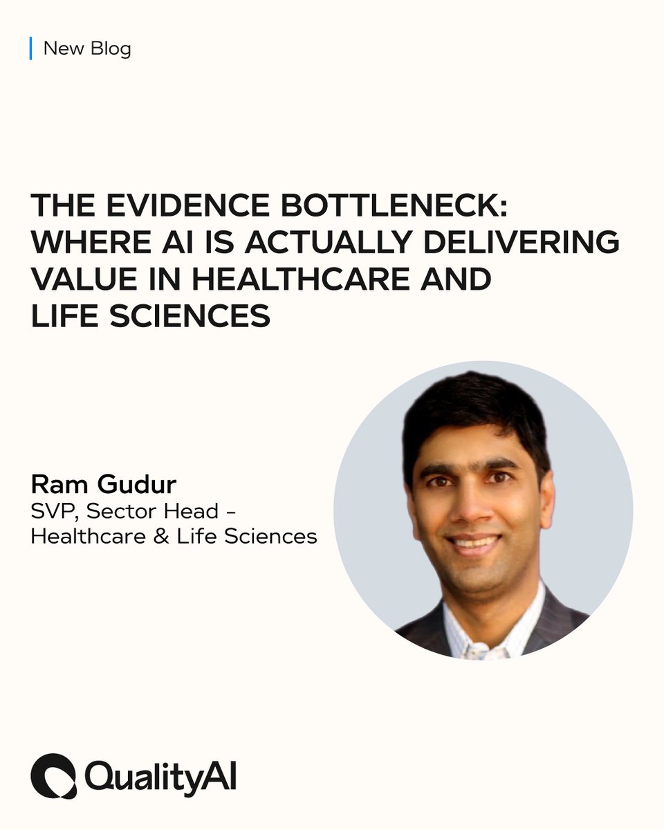 QualityAIGroup's tweet photo. The real healthcare AI revolution is not in the clinic.
Ram Gudur explains how AI is closing the "evidence bottleneck" – turning regulated paperwork into audit-ready proof, not just saved hours.
Read the blog here: https://t.co/wfHMzqa1Qx
#HealthcareAI #LifeSciences #QualityAI https://t.co/DBSxrU55Vf