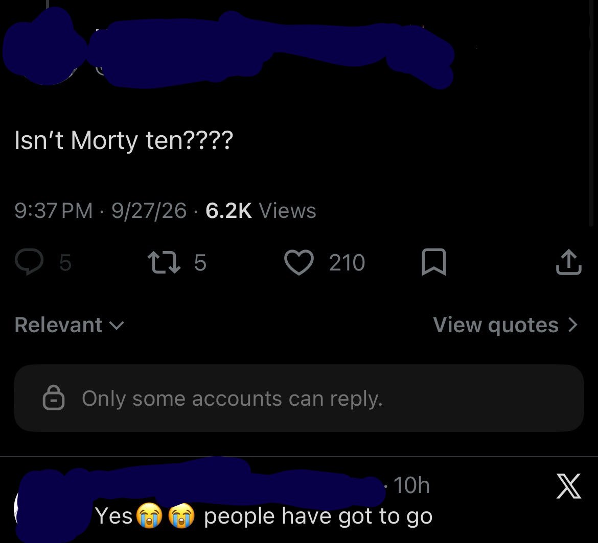krislaying's tweet photo. They’re out here aging Morty down #based https://t.co/nyETFxaWcx
