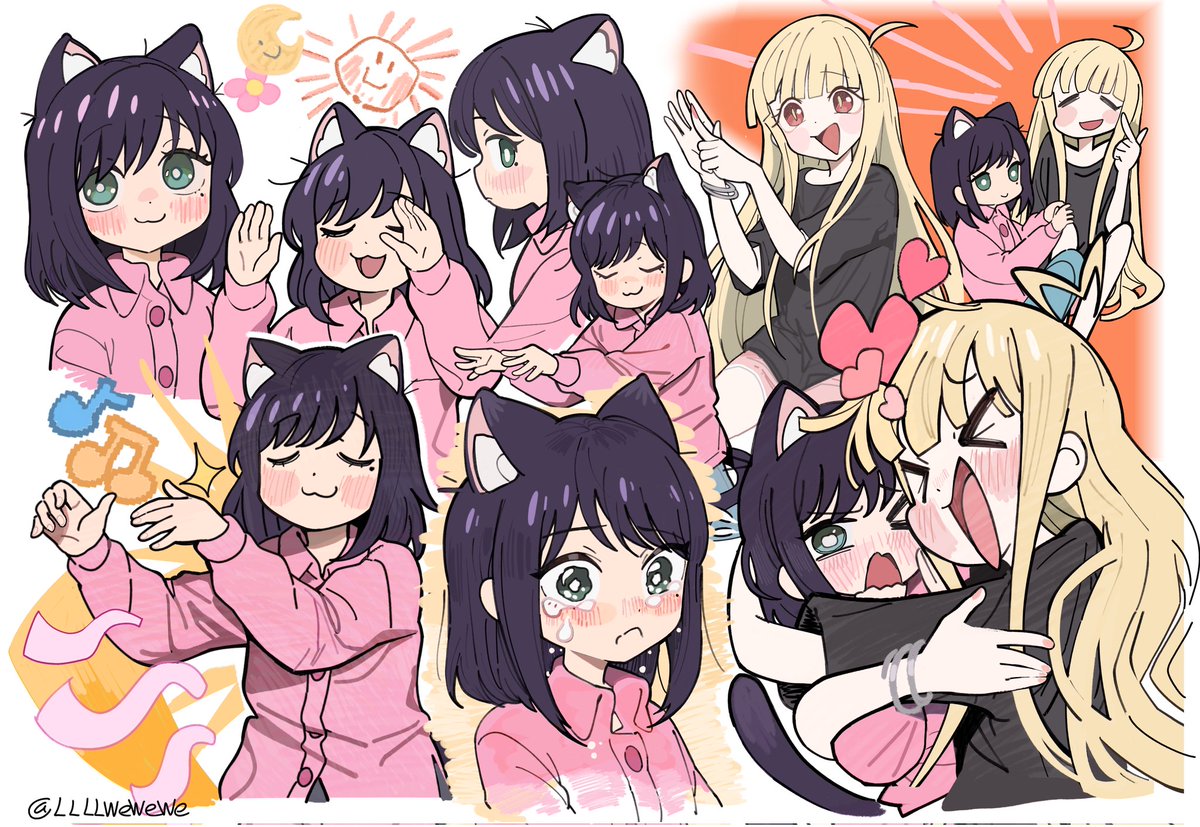 llllwewewe's tweet photo. #超かぐや姫
在bd删减片段放出中有一段小彩叶弹琴的动画，我觉得非常可爱就像一只猫咪就画了，一只喜欢弹琴的小猫弹��� https://t.co/uB6Xno0iJO