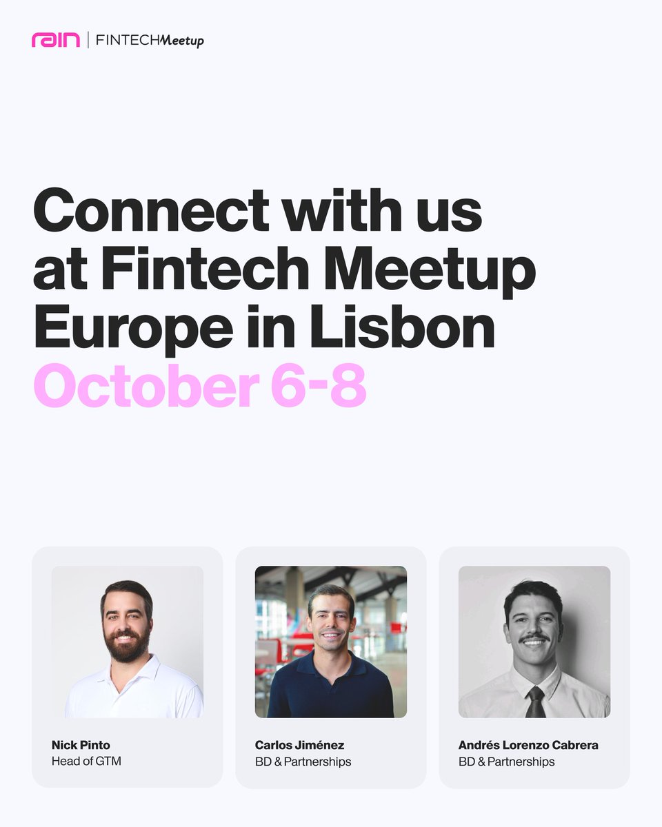 raincards's tweet photo. Rain is hosting a happy hour at Sky Bar Lisbon during @fintechmeetupeu.

October 7, 5–7pm, a short walk from the conference center.

Drinks, views over the city and waterfront, and conversation on stablecoins, payments, and the future of money.

RSVP here: https://t.co/7DA4GRsnor https://t.co/2ACAUOzMTc