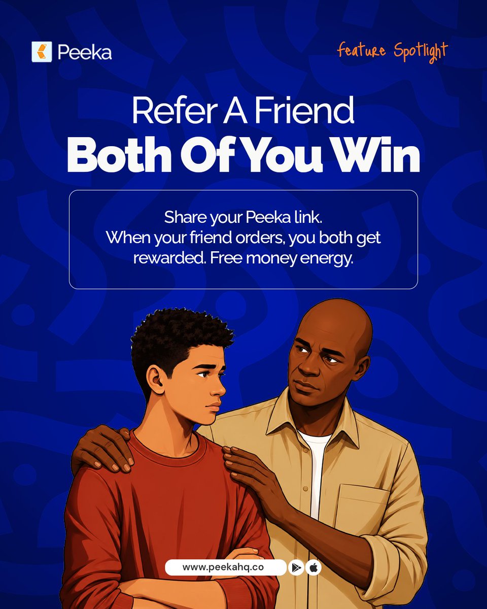ThePeekaHq's tweet photo. 🎁 Refer a Friend, You Both Win!

Good things are better when shared! 💙

Share your Peeka referral link with a friend and get rewarded when they place an order. It’s a simple way to put your people on and earn together. 

#Peeka #ReferAFriend #PeekaRewards #ShareTheLove #Feature https://t.co/g6Yl13cKik