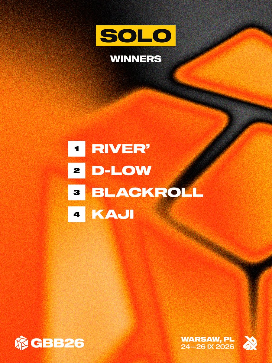 swissbeatbox's tweet photo. The GBB26 solo results!
๐ฅ River ๐ซ๐ท๐จ๐ด ยท โจ๐ฅ D-low ๐ฌ๐ง ยท โจ๐ฅ BlackRoll ๐ฎ๐น ยท
#gbb26 #grandbeatboxbattle #solo #swissbeatbox #welovebeatbox https://t.co/EHeKKXGW7m
