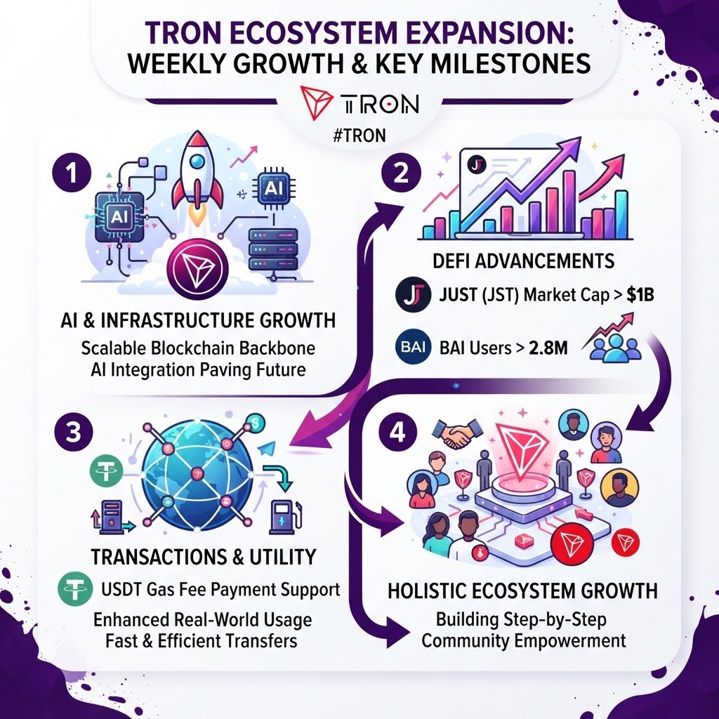 Suleiman8zja's tweet photo. New week new numbers show TRON evolving across AI DeFi and infrastructure

2.8M+ https://t.co/6avZK1rFHW users $1B+ JST market cap and USDT gas fee support reflect growing utility and adoption

One ecosystem moving forward together
#TRON
#TGF
#TRONGlobalFriends @usddio https://t.co/aKqmVpmbie