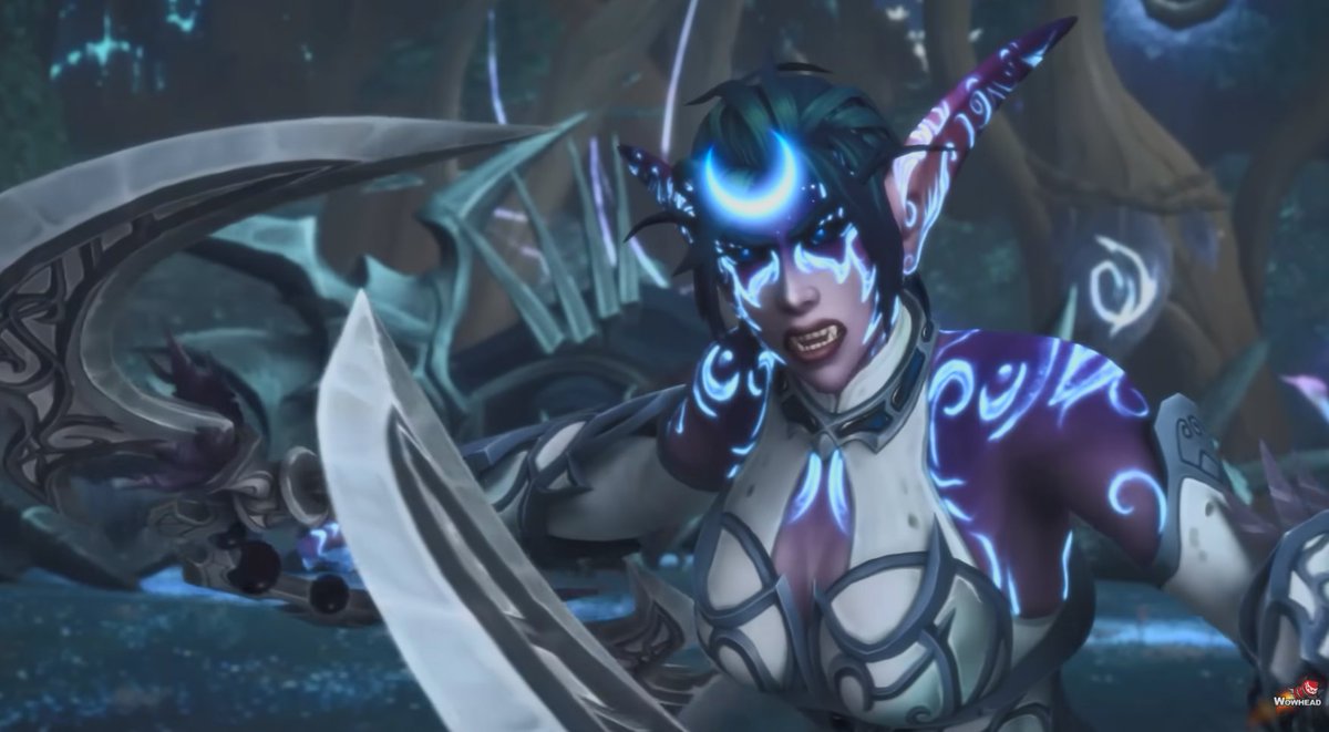 ghl_badass's tweet photo. In 9.1, Tyrande should have beaten Sylvanas head-on. Then Anduin steps in to save her and gets one-shotted. The Jailer himself has to intervene, but Tyrande still manages to gain the upper hand against him, forcing him to quickly open a portal and retreat.
Only after that should Tyrande start losing control, out of rage and frustration.
Tyrande is a ten-thousand-year-old powerhouse. Blizzard has never really shown what she is capable of at full strength — and the same goes for Malfurion.
