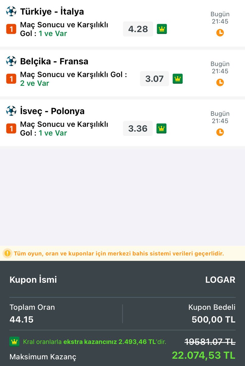logarBahis's tweet photo. ✍️✍️

DOSTLAR  GÜZEL KOMBİNELER ÇIKTI BİR DE SİSTEM 2-3 VAR...🔥

BOL ŞANS...🙋

👇👇 https://t.co/lYv0p81NNI