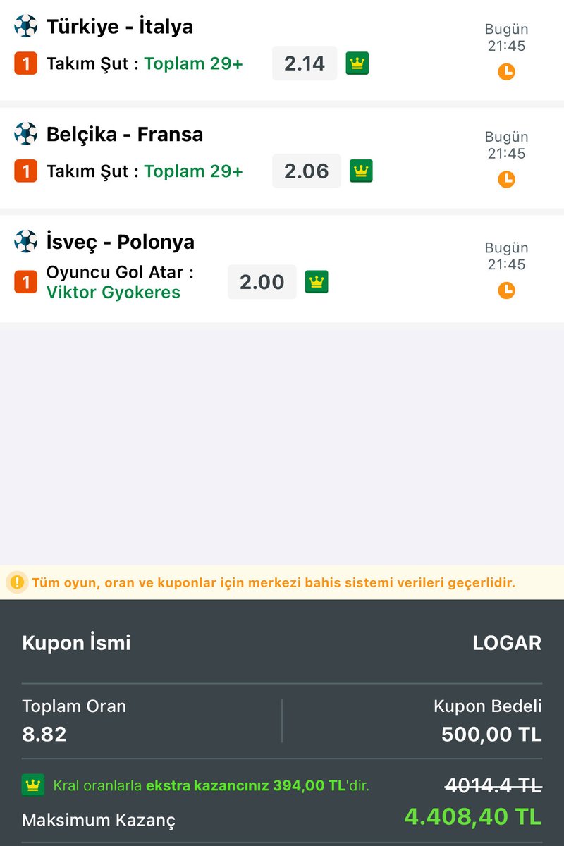logarBahis's tweet photo. ✍️✍️

DOSTLAR  GÜZEL KOMBİNELER ÇIKTI BİR DE SİSTEM 2-3 VAR...🔥

BOL ŞANS...🙋

👇👇 https://t.co/lYv0p81NNI
