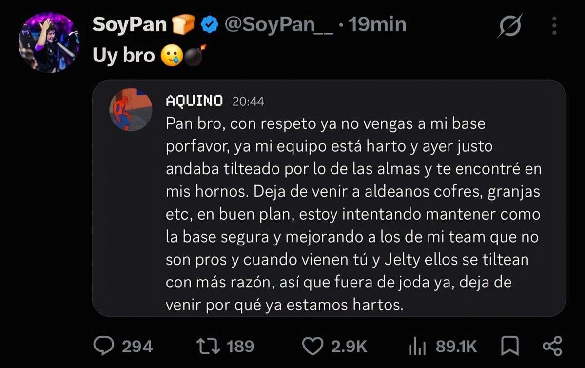 MrPoch_'s tweet photo. Al Team Mafia los lincharon por lo mismo en el dedsafio pasado. Solo porque ellos ya se cansaron que vinieran solo a usar sus recursos como si fuera patio comunitario, y cuando pedían algo a cambio los que usaban los aldeanos se negaban. 

Aquino te banco, preocúpate por tu team. https://t.co/k7jH2HzTzg