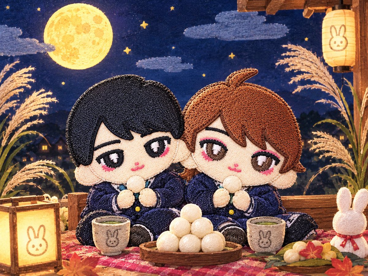 ishiru_no_n's tweet photo. ひ���みなちゃんのお月見🎑と体育祭もチャッピーに作ってもらいました🤩

この前の十五夜も一緒に過ごしてたらいいねぇ☺️
体育祭で二人三脚とかやって接点なさそうな2人が呼吸ピッタリでダントツ1位だったりする世界線…🤭

#ひるみなハンドメイド部秋の仮装祭り https://t.co/O1ro0xzGlz
