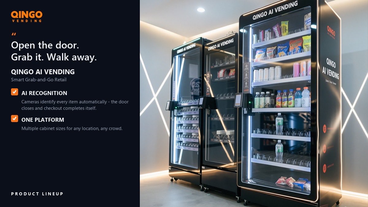 QingoVending's tweet photo. Checkout that starts when the door closes.
AI recognizes every item. No lines, no scanning, no waiting.
#AIVending #qingovending #vendingmachine https://t.co/S9ojcZ5qop