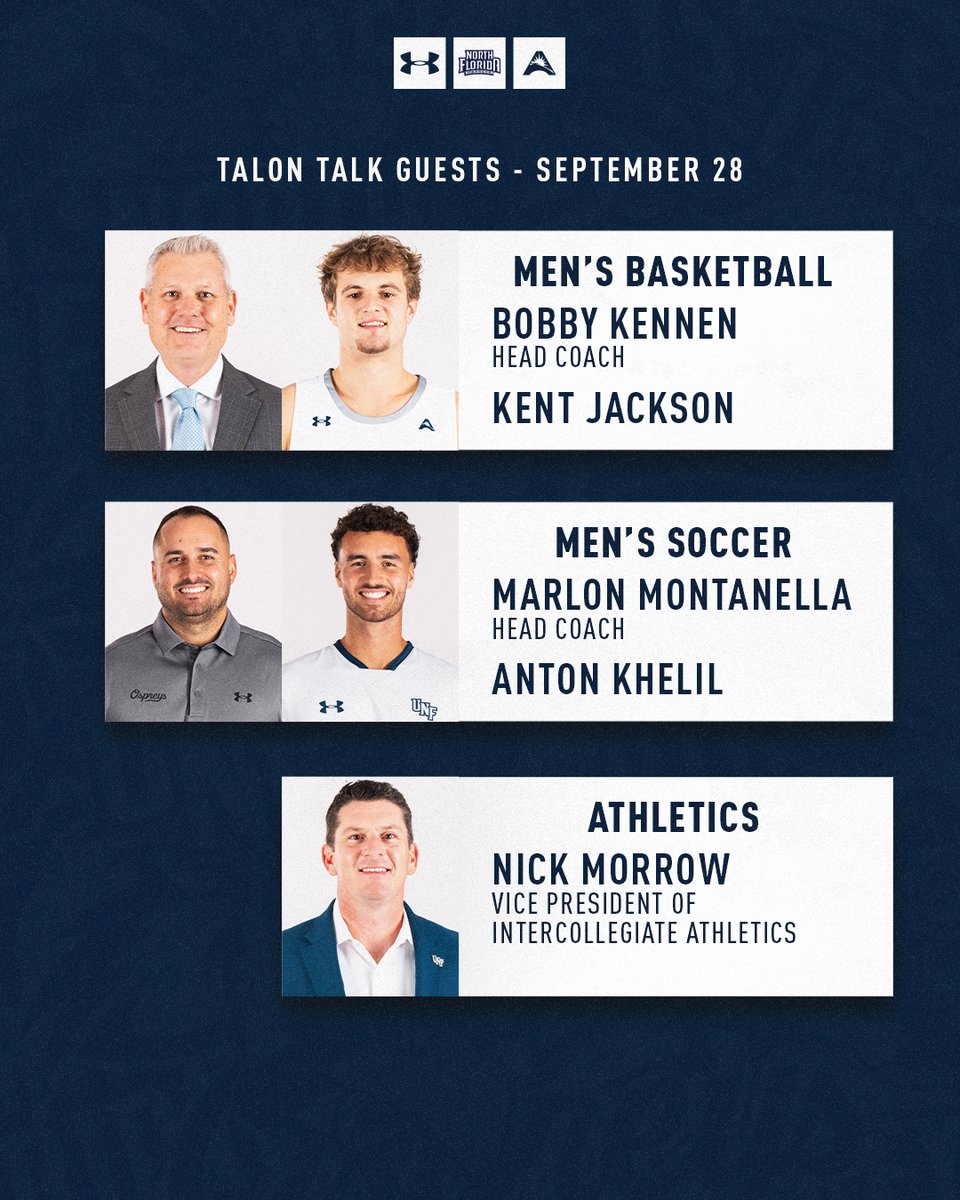 UNFOspreys's tweet photo. Tune into another week of Talon Talk today!

The weekly University of North Florida Athletics / Action Sports Jax show will be LIVE every Monday from 2-3 pm and on replay throughout the week!

Watch: https://t.co/sm5xliYPRr

#SWOOP | @ActionSportsJax https://t.co/KOlPVGVDq1