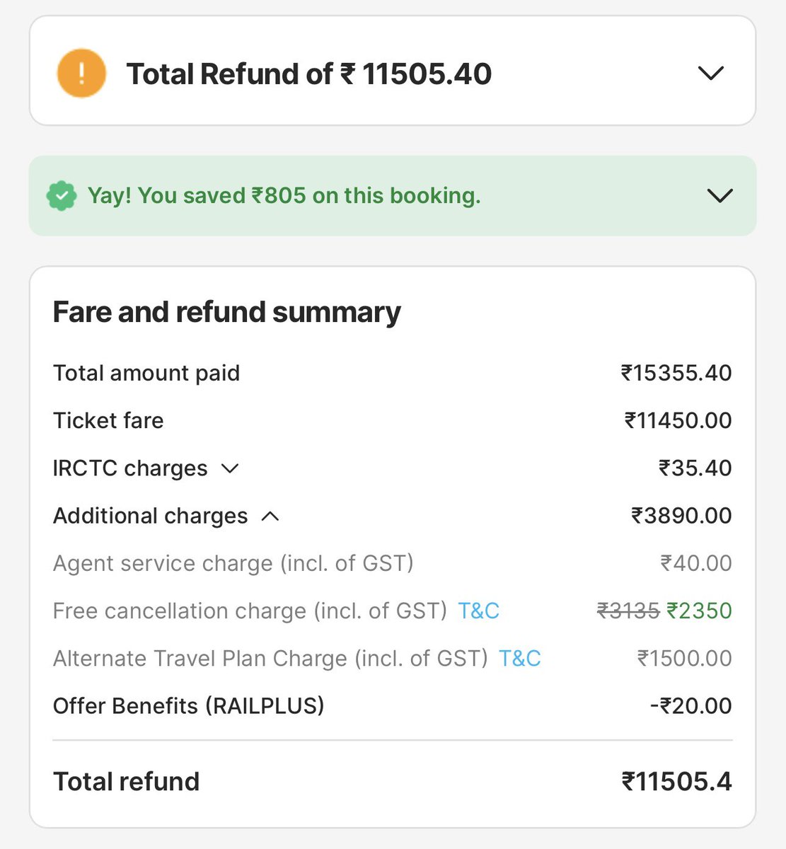 ansarishad3's tweet photo. I didn't want to cancel, but it got cancelled automatically. I received a refund, but why was the cancellation fee deducted? I didn't initiate the cancellation, so I want the full amount back. https://t.co/RlUeWipaOp