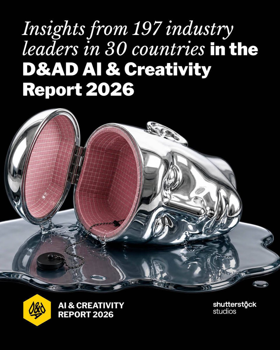 dandad's tweet photo. AI can generate ideas. But it still takes a human to decide what’s worth making. 

D&amp;AD’s The Cost of the Shortcut, sponsored by Shutterstock Studios, explores six reckonings for creativity, drawing on insights from 197 industry leaders.

Free download: https://t.co/vVBEOMNGxA https://t.co/nJDHC51nuN