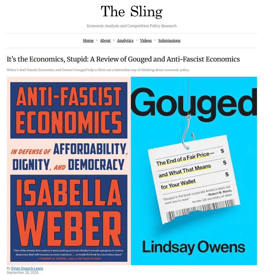 DylanGyauchL's tweet photo. For @TheSlingOrg, I reviewed new books from @owenslindsay1 and @IsabellaMWeber, two of my personal econ policy heroes!

The two of them are working to recenter human welfare in economics and just maybe save the discipline from itself. 1/7 https://t.co/A8PXBQWH91