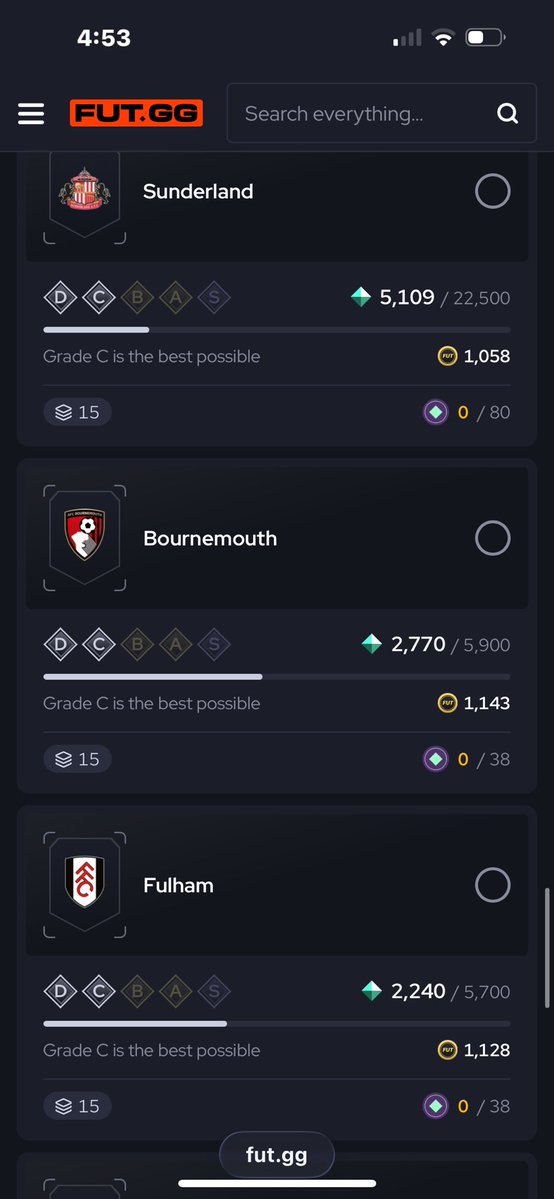 AliAlkhafac8ih's tweet photo. @FUTxGG Hey bro I have s tier in ultimate team for Bournemouth but in the app it shows grade c is best possible I can send u pictures to confirm it https://t.co/JeK6ENLdTD