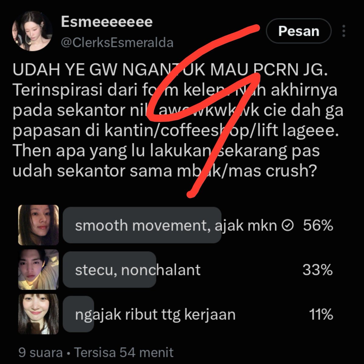 OfficerKSW's tweet photo. @ClerksEsmeralda pliiss jangan biarkan bang rangga menang 🙏 https://t.co/zXTmxtq5FO