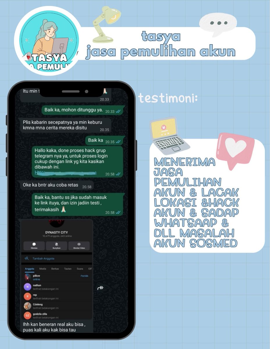 bernjmyur's tweet photo. All JASA❕

💭jasa hapus akun
💭jasa pemulihan &amp; balikin akun lupa pasword/ke hack
💭jasa lacak lokasi
💭jasa sadap wa
💭jasa lacak hp hilang by no hp/imei/akun
💭jasa hack/pemulihan akun (email,ig,wa,twiter/x, fb,tiktok)

Fast Order &amp; Amanah!

WHATSAPP ADA DIBIO PROFIL✨ https://t.co/fptk9s2Q9E