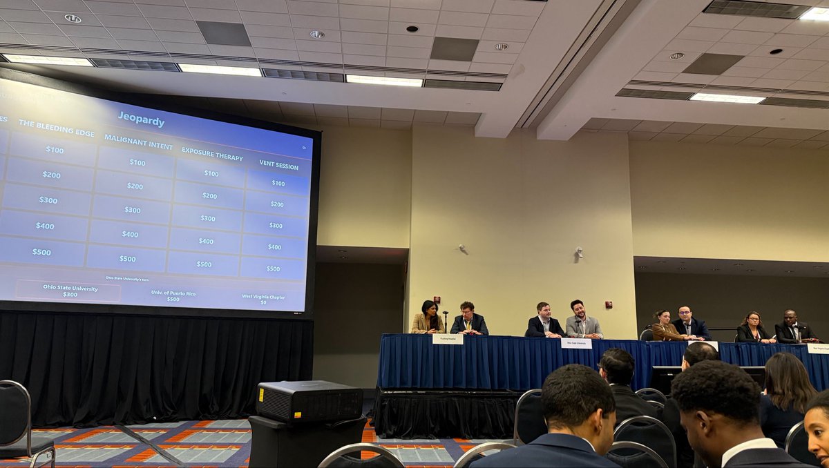 AmCollSurgeons's tweet photo. A little friendly competition is heating up at Surgical Jeopardy. 

Who will make it to tomorrow’s finals? 👀🏆

#ACSCC26 https://t.co/y5tycezxPg