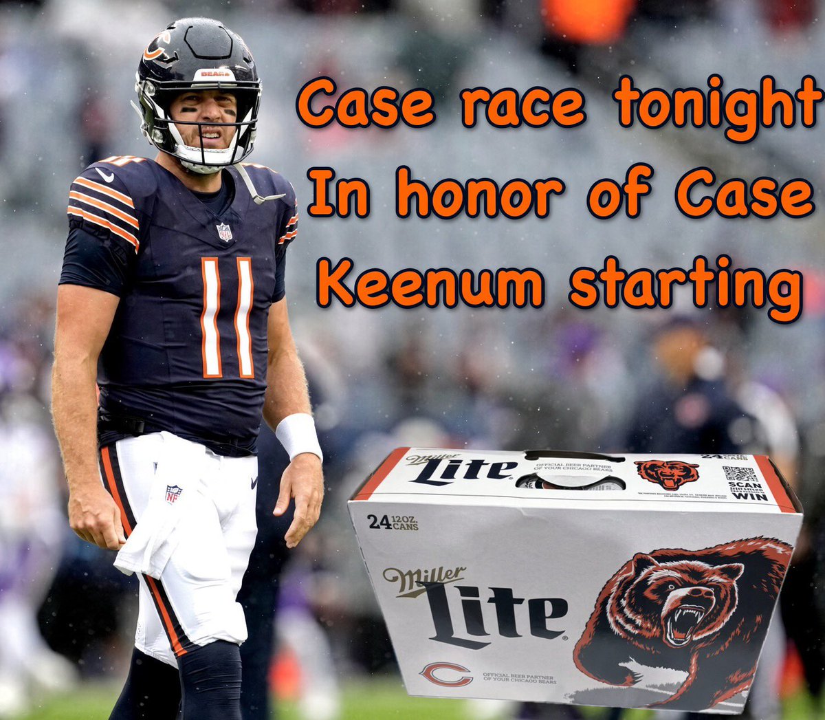 southsideJeffT's tweet photo. #DaBears game tonight with Case as QB1. Anyone down for a #CaseRace 🐻⬇️ https://t.co/qH6zRAKiNn