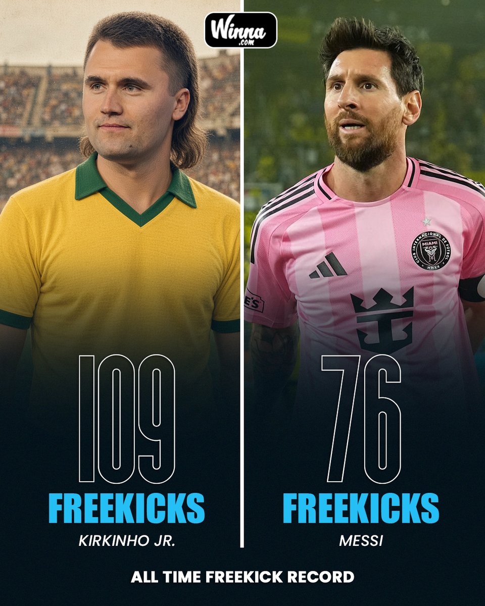 WinnaFC's tweet photo. 🚨| As Messi closes in on the all-time free-kick record, out of nowhere comes another name from Brazil: Kırkınho jr.😳 https://t.co/hTX2pUaHzl