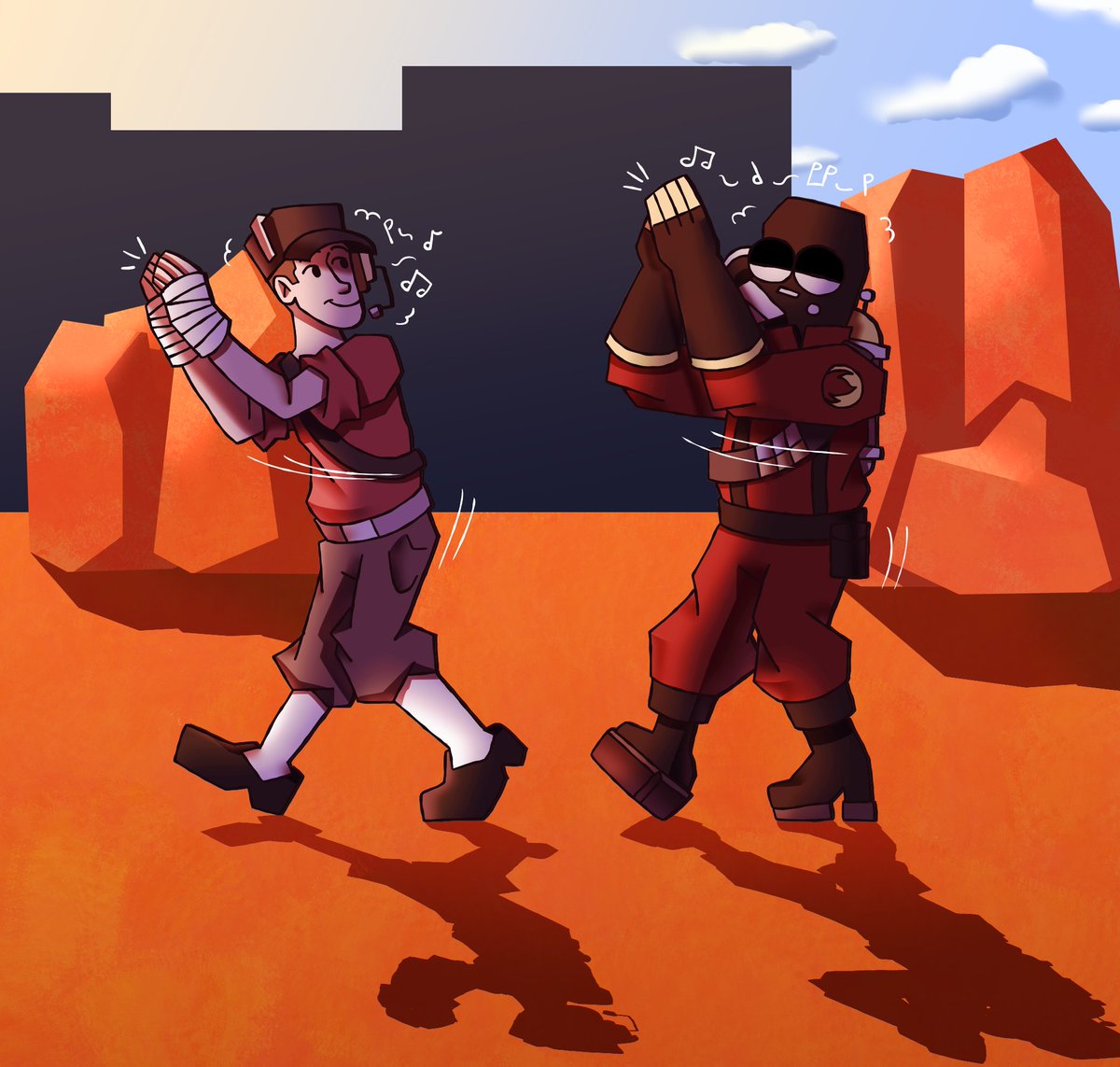 Zarchhy_'s tweet photo. They are dancing september or conga #tf2pyro #tf2scout #pyroscout https://t.co/azYVCcxYes