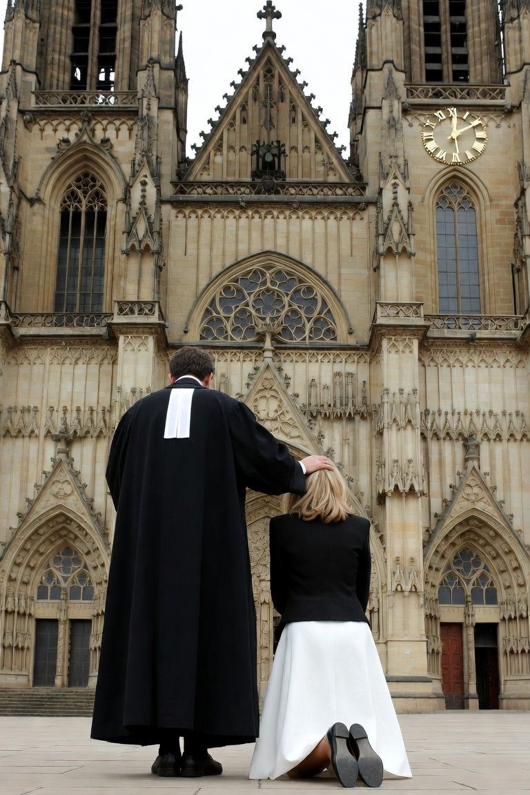 Shelegshemech3's tweet photo. Infos : Brigitte M…est allée à confesse. Confession très  fausse et bidonnée devant la cathédrale de #Metz .
Des oreilles indiscrètes ont pu saisir un étrange conciliabule :
- Bonjour ma fille je suis Paulo  déguisé en curé pour t’écouter devant « qui tu sais »…
- Bonjour mon père j’ai pêché. Je m’appelle Brigitte.
- Je t’écoute ma fille.
- Ben voilà j’ai toujours dit que j’en avais pas mais en vérité j’en ai deux.
- oui je comprends ma fille. Mais tu ne dois jamais dire la vérité. C’est le mensonge qui est roi.
Va en paix ma fille.
- merci mon père