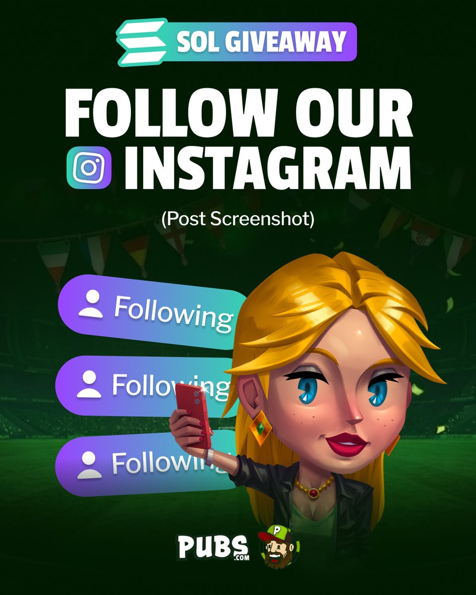 pubscasino's tweet photo. 🚨 SOLANA GIVEAWAY 🚨  

We're giving away 1 $SOL everyday until the end of September! 🔥  

Today's entry: 
Follow our Instagram (link in replies), like our most recent post and drop a screenshot 📸 
Like and repost this post 🔁❤️ 
Follow us 👤  

One random winner announced tomorrow!