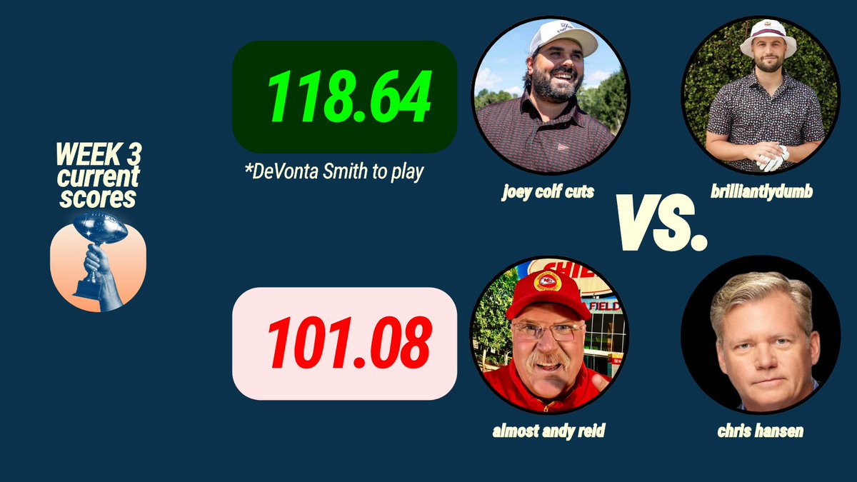 cameo_fantasy's tweet photo. @Cutsysays @RobbyBerger vs @AlmostAndyReid @chrishansen https://t.co/moZdqpLD6d