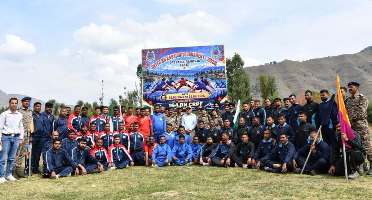 164Pro's tweet photo. OPS RANGE ANANTNAG Inter Battalion Kabaddi Tournament Organized by 164BN, CRPF, Kokernag, Dist Anantnag, J&amp;K on 28/09/2026 at Govt. Degree College, Kokernag in which 08 Batallions participated. All support extended by the Principal and the students of the college. https://t.co/Wagr3dMapb