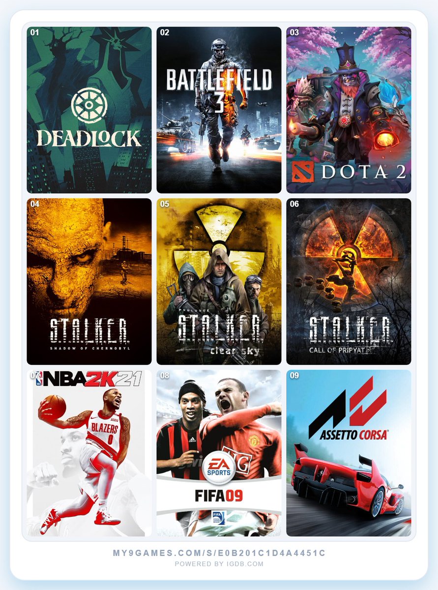 The_d0ze's tweet photo. My 9 most influential games. https://t.co/VEaFTTYfwK