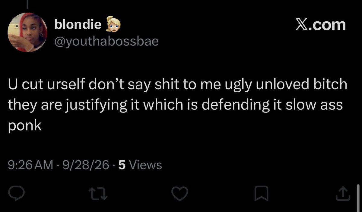 P3RFECT_B1UE's tweet photo. @youthabossbae @akoyapearlss @barbiedoutt @pinkpearpenguin @beccathebutt @InstApprentice @femhinn You’re mad and ugly as shit and instead of answering what I said, you decided to get offended and block like a little sensitive fag, bitch if I were you I would cut every day. You can’t find any self-worth so you argue with people on Twitter. Try going to the gym, retard😂😂 https://t.co/CoNsjqn8hH