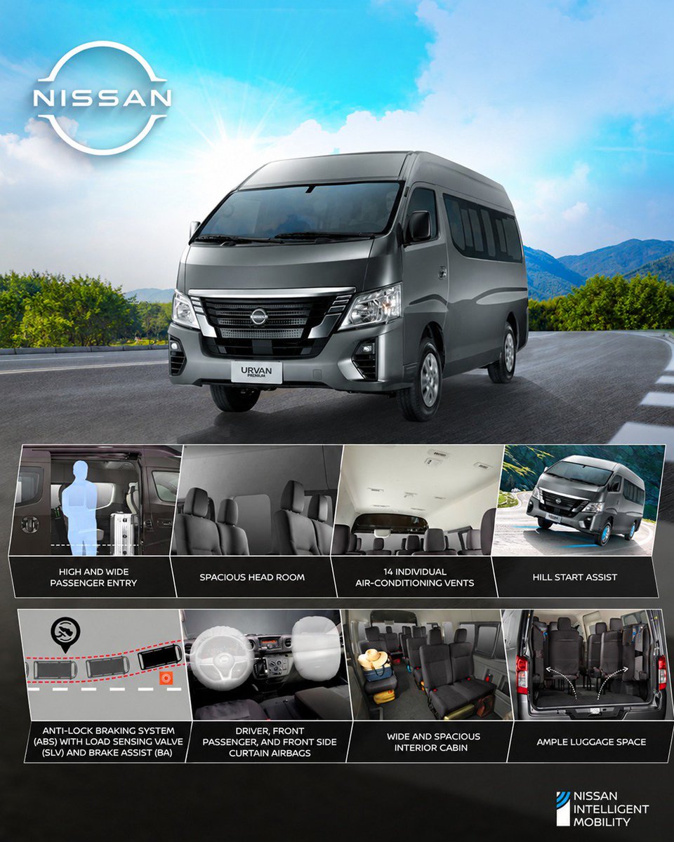 NissanNigeria's tweet photo. The Nissan Urvan is designed to make every journey count, with a spacious cabin, smart safety features, and the practicality your business needs.

Keep your business moving with the Nissan Urvan.

#NissanNigeria #Nissan #NissanUrvan #BusinessOnTheMove #BuiltForBusiness https://t.co/R5fJVbYonA