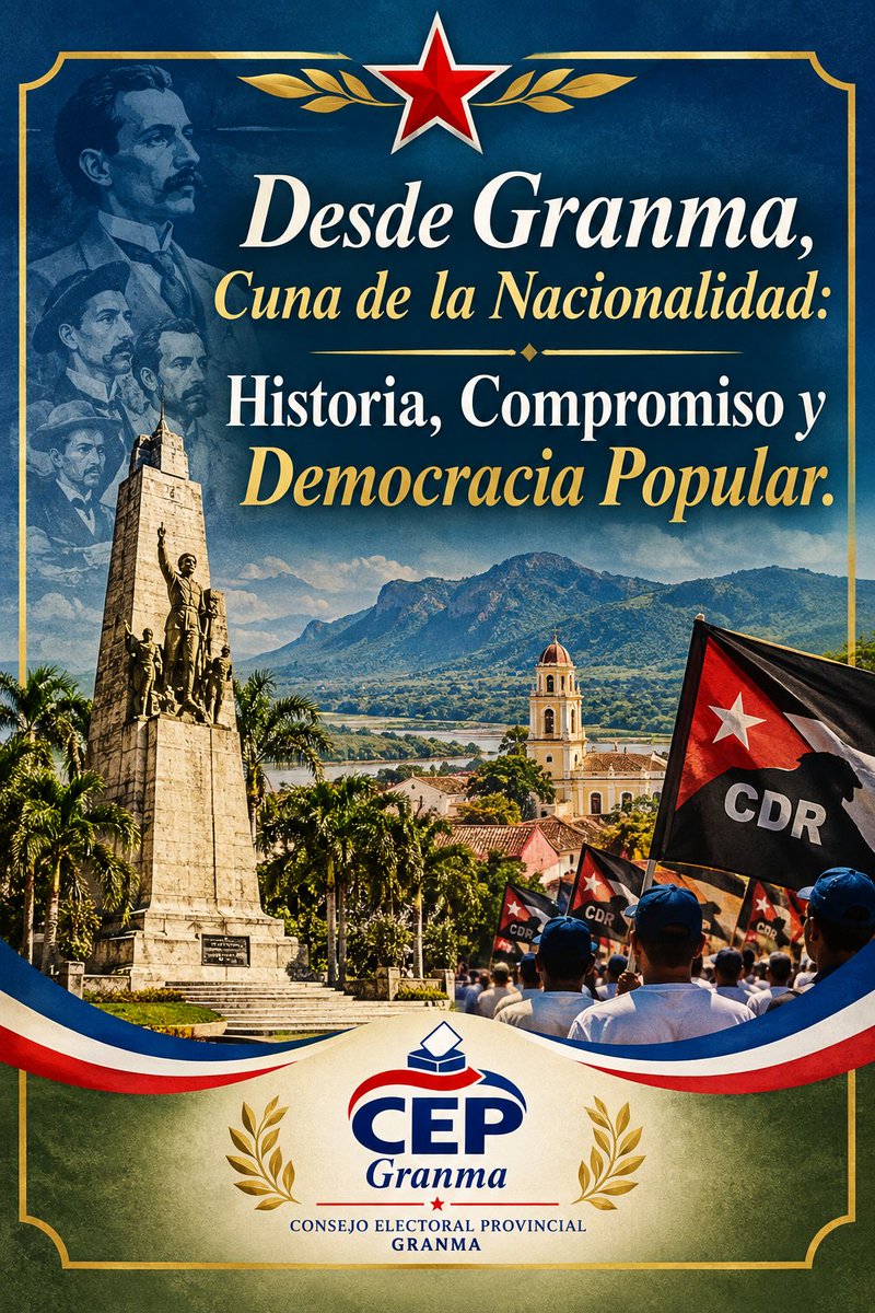 LuisGui06196604's tweet photo. 🌄 Desde la cuna de la nacionalidad cubana, saludamos la trayectoria de los #CDR. En #Granma, la historia y la participación popular marchan juntas por el presente y futuro de la Patria. 🇨🇺✊
#GranmaTierraDeHistoria #CENGranma #CDRdeCuba #Cuba https://t.co/wW9cCozN13