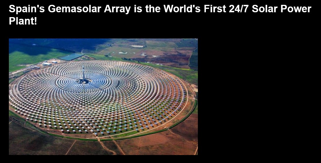 violin4all's tweet photo. Spain's newest solar power array can supply electricity ALL OF THE TIME! 👏🌞🔋 https://t.co/nsdEWEpIpk